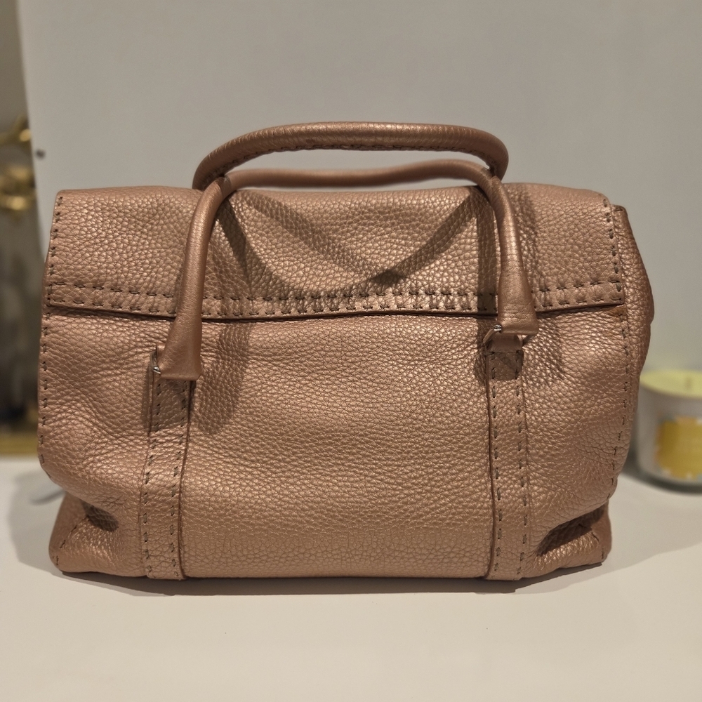 Fendi Selleria Linda Top Handle Bag Metallic Blush Pink Leather - Picture 4 of 11